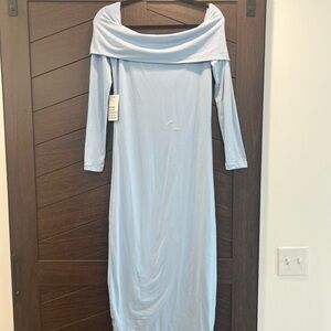 Elegant Off-Shoulder Blue Dress